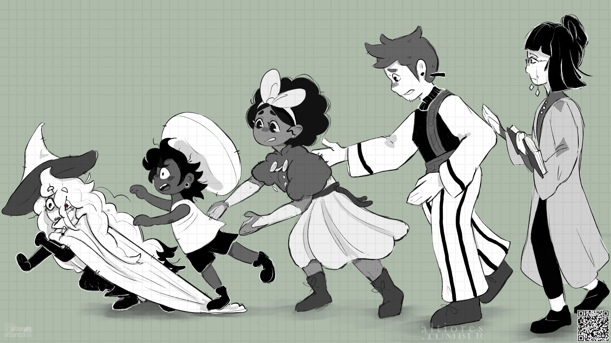 Humanoid rendered fullbody artwork with subject, multiple, final